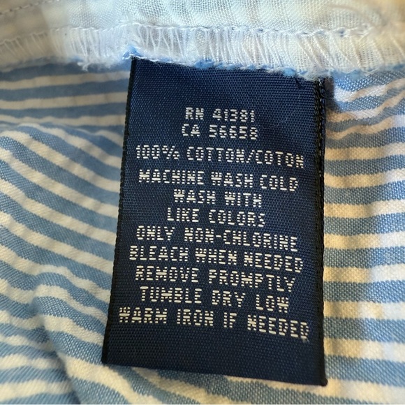 Ralph Lauren Blue White Striped Seersucker Shorts Nautical Coastal Resortwear 12 - Picture 8 of 8